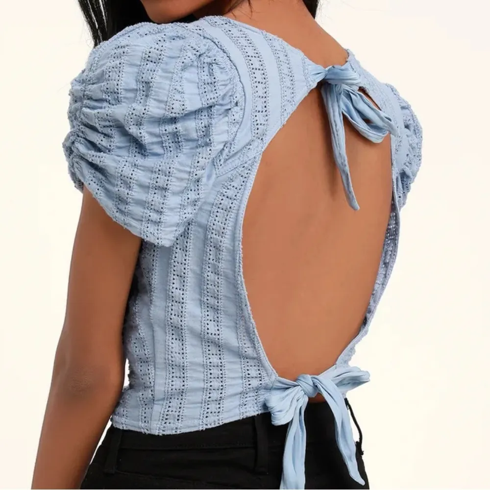 Free People Star Struck - Light Blue Tie-Back Tee Size Small - Image 2