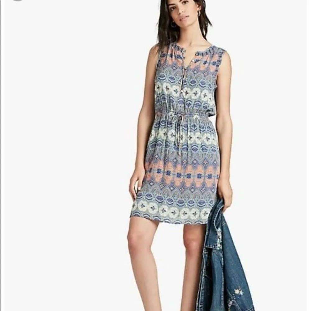 Lucky Brand Stained Glass Sleeveless Drawstring Waist Dress Small - Image 43