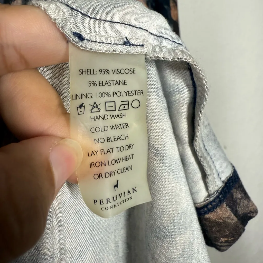 Peruvian Connection Shadow Vine Faux Wrap Dress Sz Medium - Image 7