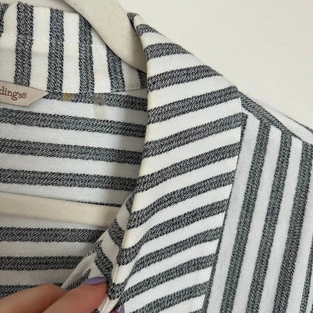 Soft Surroundings Standout Shirt Cotton Blend Striped Button Front Tunic Top Lg - Image 7