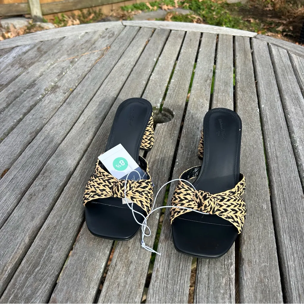 universal Thread Womens Aaliyah Raffia Strappy Knot Sandal Heels Black 8.5 - Image 2