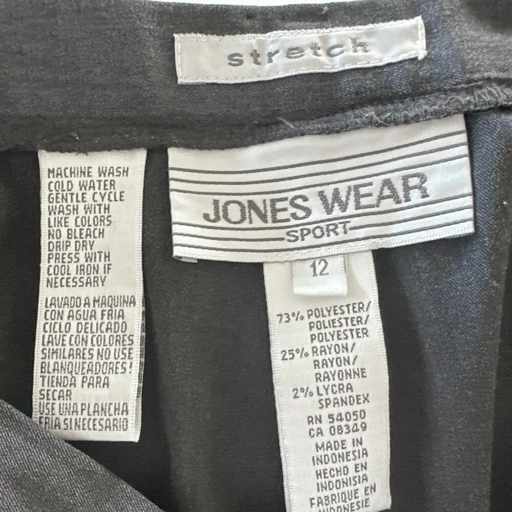Jones New York Stretch Sport Slacks - Flat Front Size 12 Dark Gray Inseam 30 - Image 3