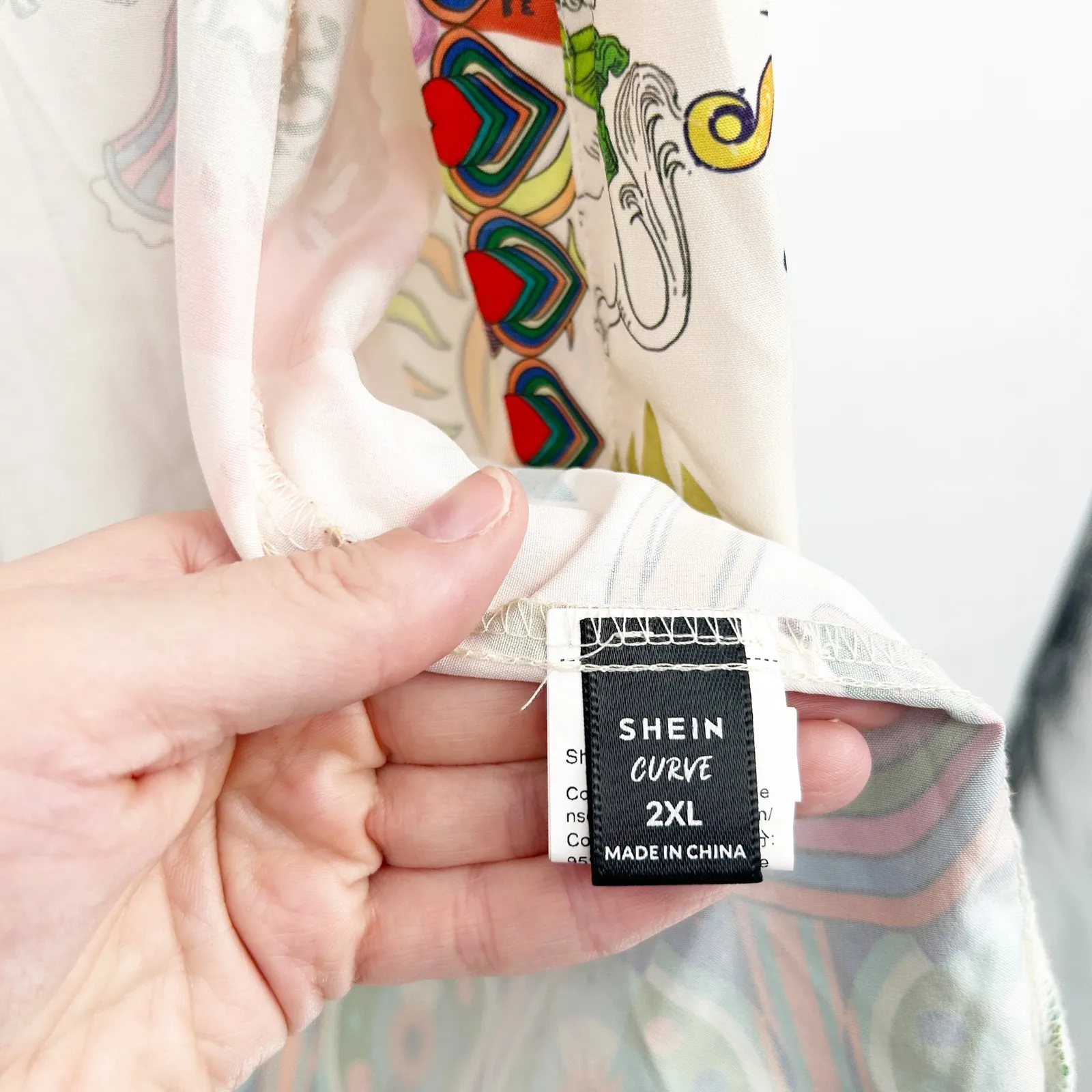 SHEIN CURVE Womens 2XL Funky Boho Sun Mushroom Butterfly Print Kimono Shorts Set - Image 5