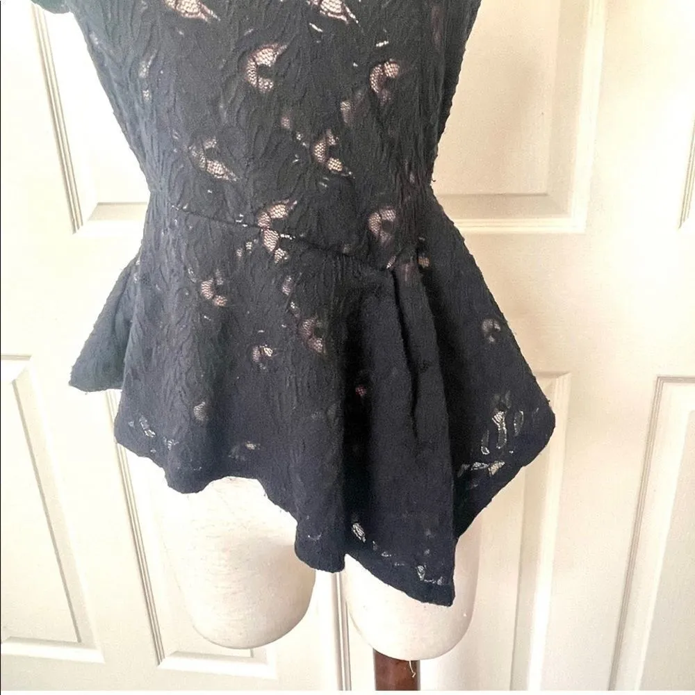 BCBG black lace peplum top - Image 7