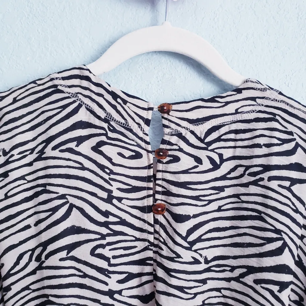 Nanushka Hierro Zebra Print Dolman Long Sleeve Mini Dress With Waist Belt Black Size XL - Image 9