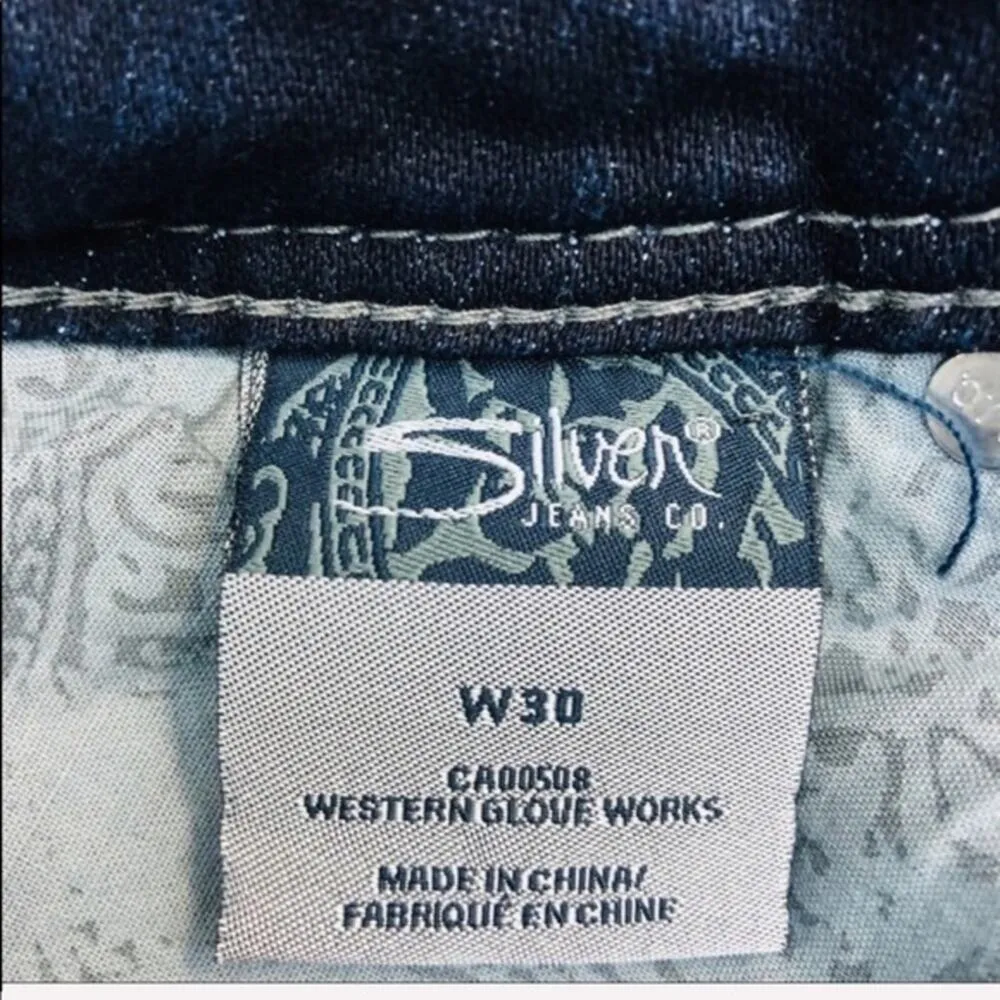 Silver Aiko Kick Flare Dark Wash Cropped Jeans Sz 30 Capri - Image 6