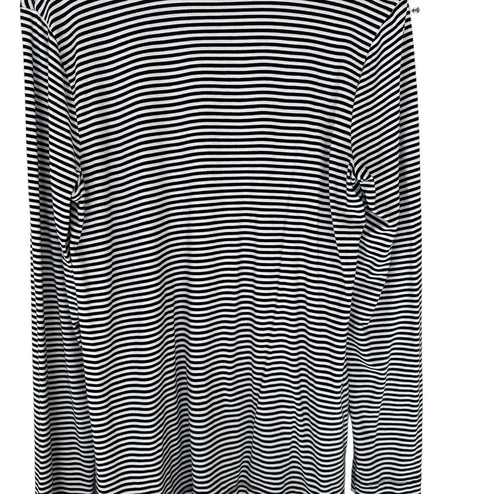 Chico's Black‎ and White Striped Long Sleeve Tunic - Medium - Image 3