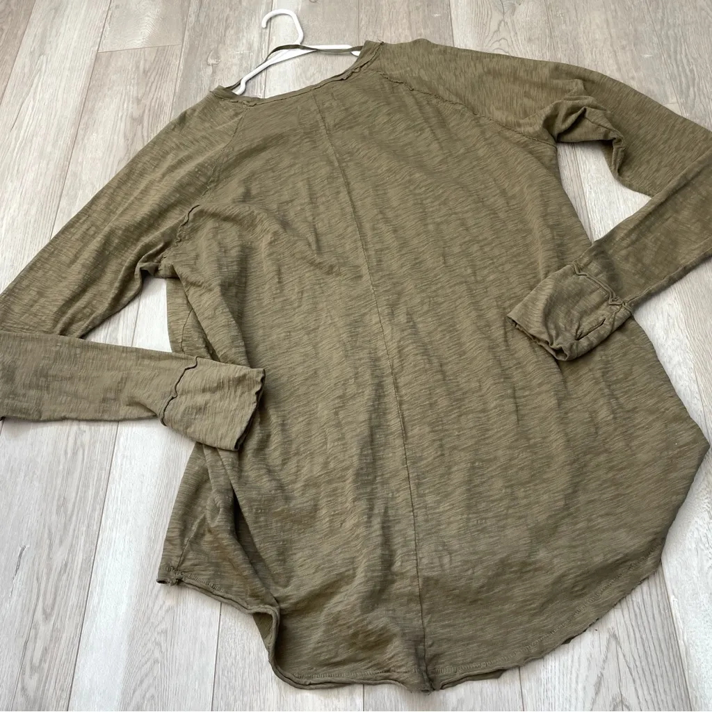 Free People Tshirt arden tee long sleeve tunic womens Green (large) casual boho - Image 5