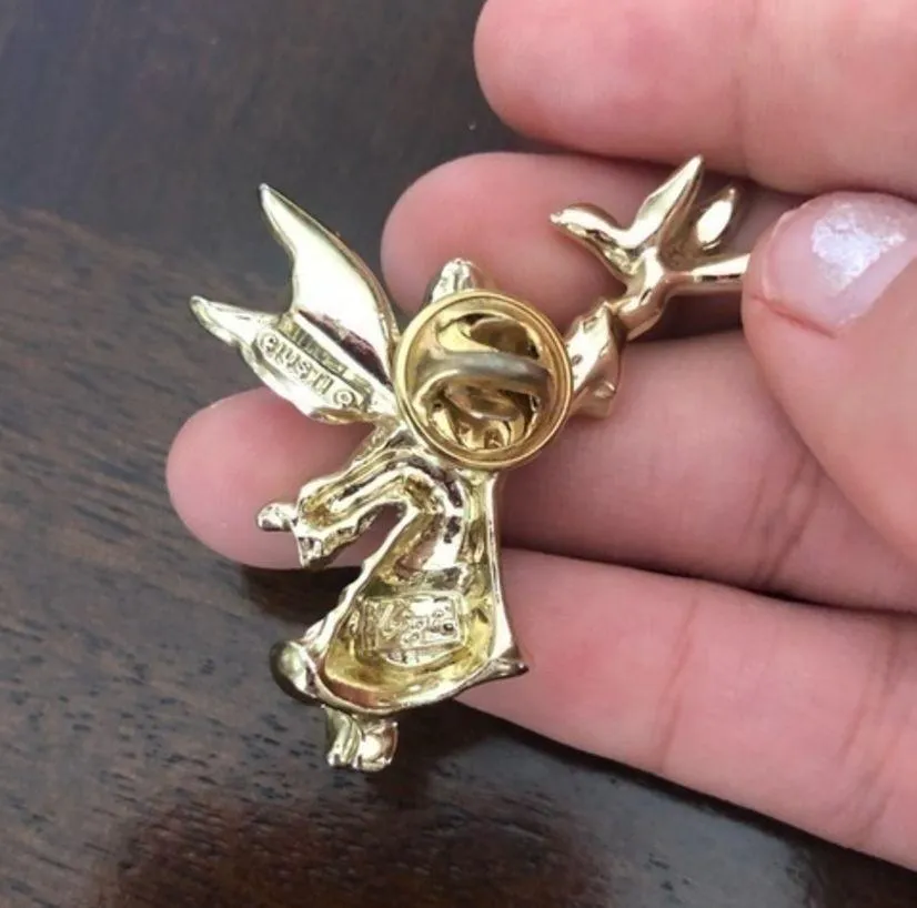 Vintage Giusti Angel Pin With White Dove Enamel Tie Tack Lapel Brooch - Image 2