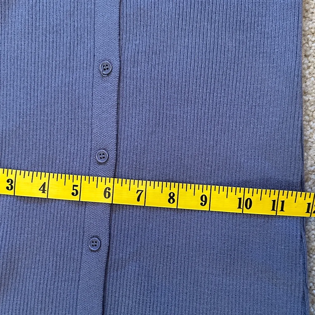 House of Harlow 1960 Ribbed Slate Blue Midi Knit Sweater Dress Autumn Medium - Image 5