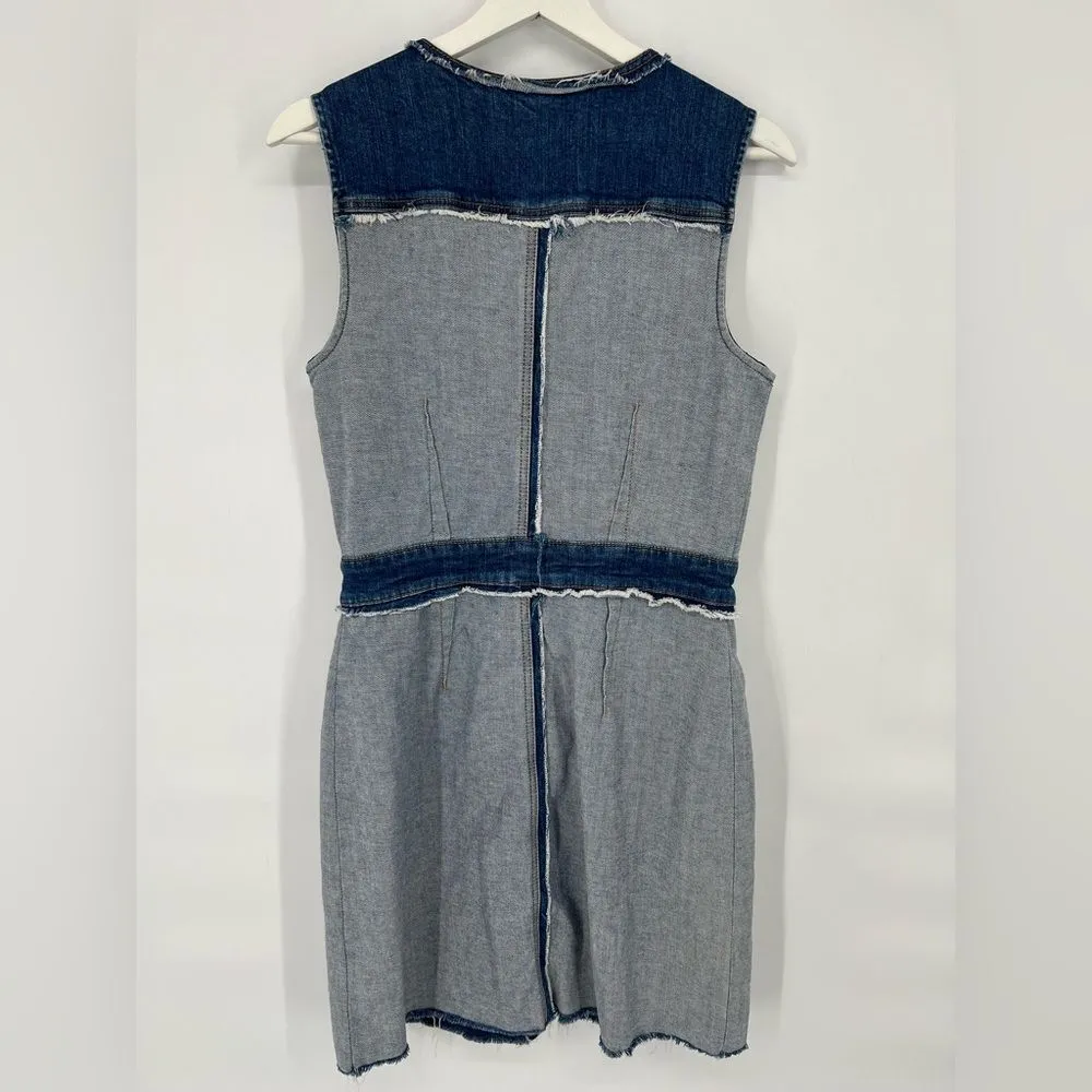 7 FOR ALL MANKIND Inside-Out Button-Front Sleeveless Denim Dress‎ M - Image 3