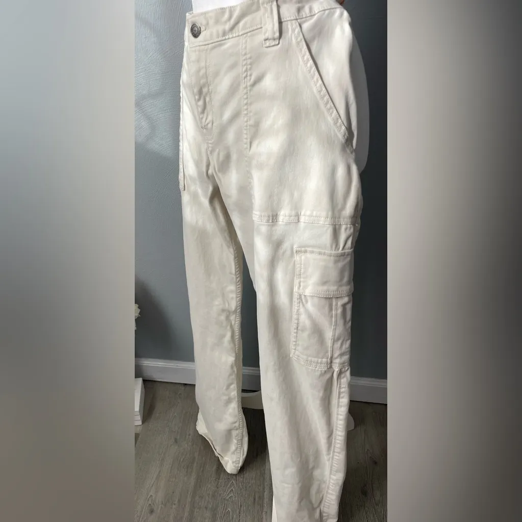 Hollister High-Rise Utility Dad Pants - Beige Cargo Straight Leg - Image 4
