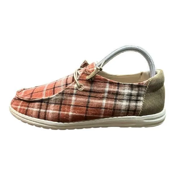 True Craft Plaid‎ Corduroy Slip On Comfortable Shoes Women Size 7.5 - Image 2