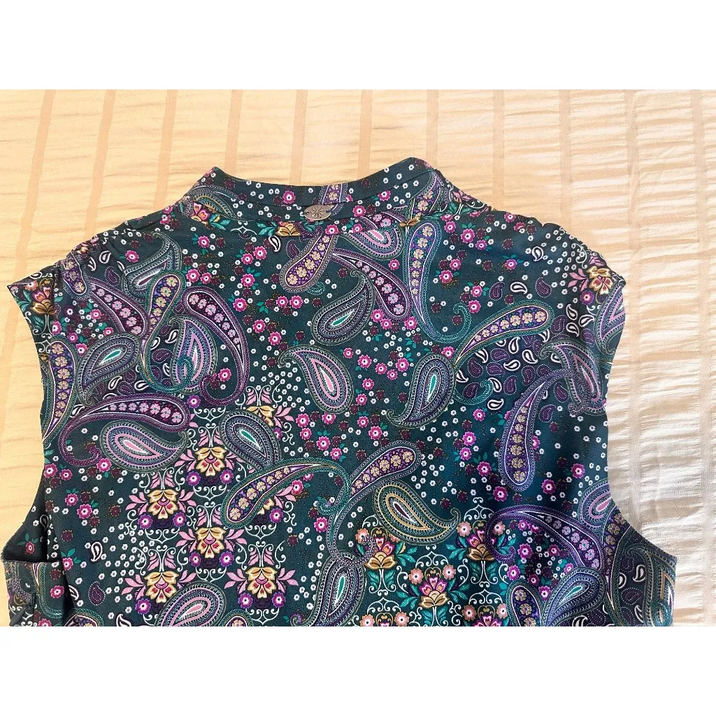 Athleta Dahlia Paisley Floral‎ Sleeveless Mini Dress Athletic Athleisure, Medium - Image 7