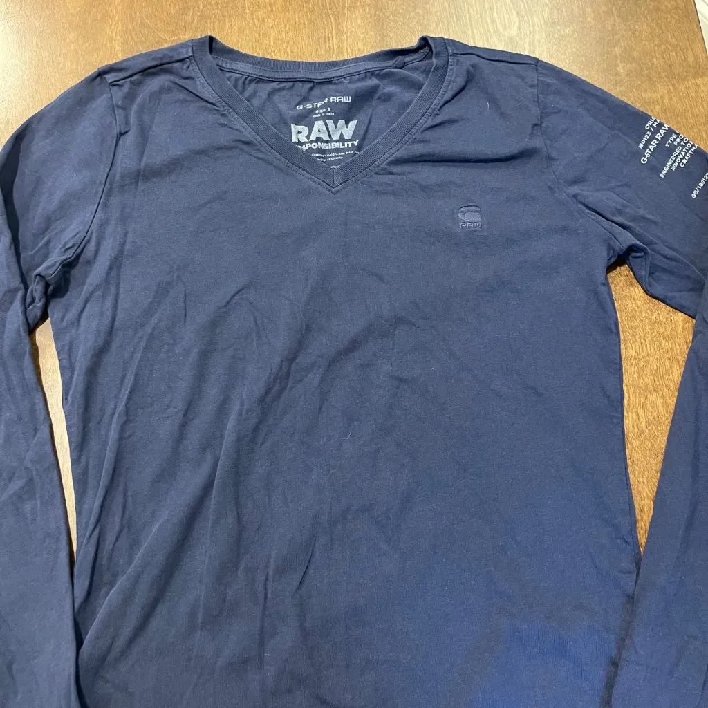 G-Star Raw Long Sleeve Tee Women's Size Small V Neck T-Shirt Cradle to Cradle‎ - Image 7