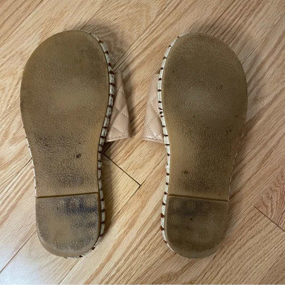 SHEIN Quilted Espadrille Slide Sandals, Tan, Size 6, EUC - Image 6