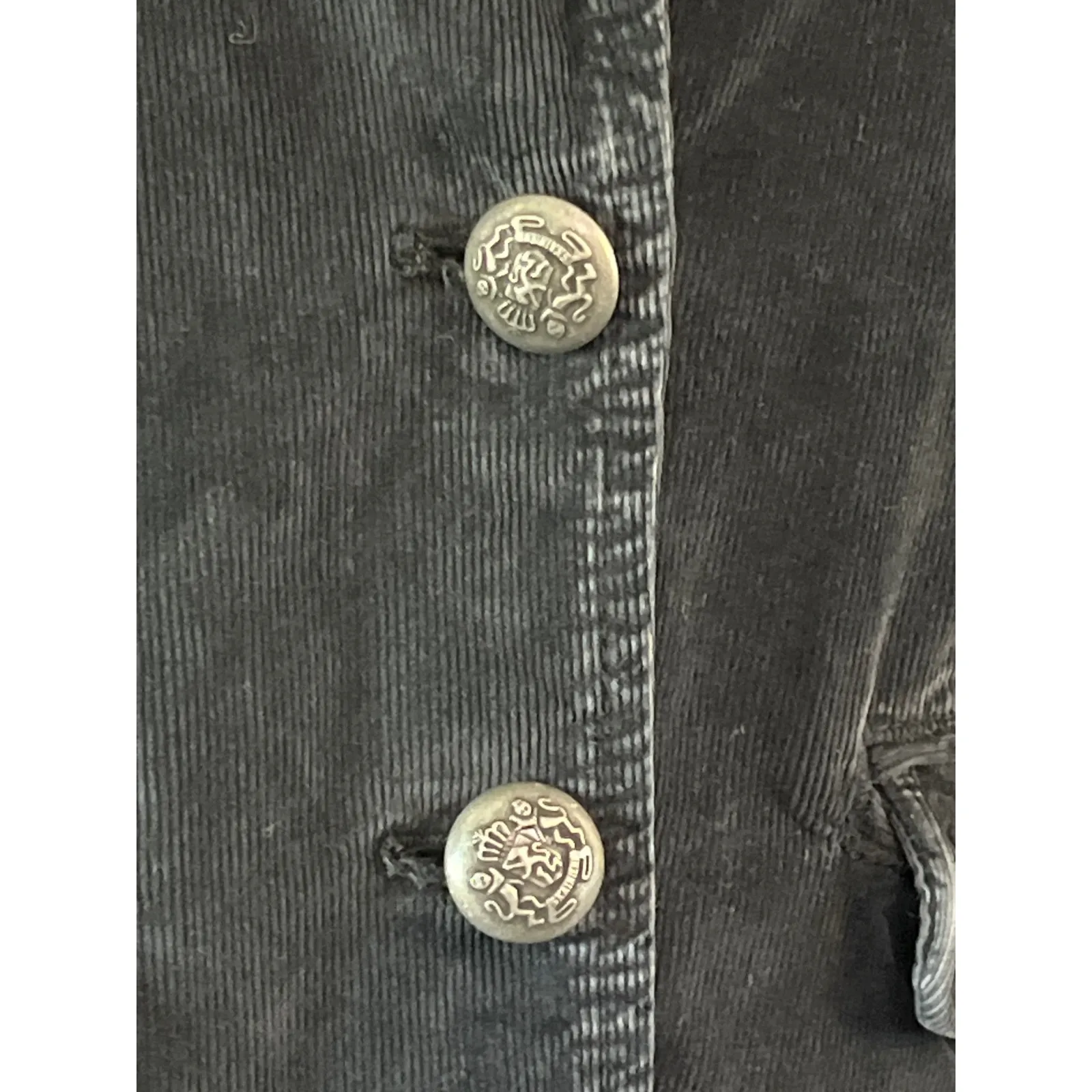 Free People Black Corduroy Blazer Metal Buttons Fitted Jacket Sz 6 - Image 4