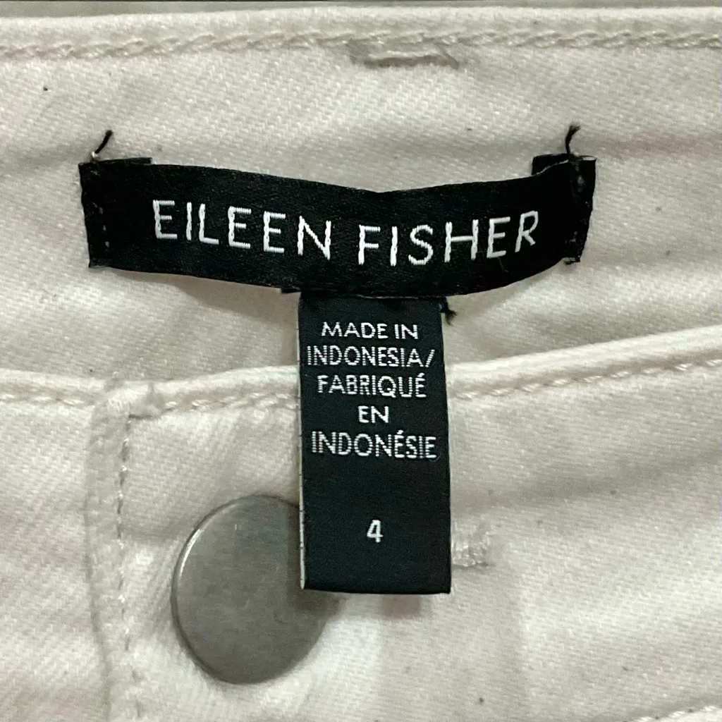 Eileen Fisher Organic Cotton Jeans Sz 4 Straight Leg Ivory New Stretch - Image 4