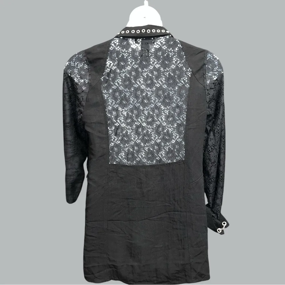 Midnight velvet Black Women's gothic Coat Size M - Image 5