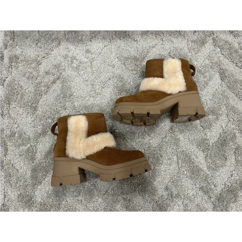 Ugg Brooklyn Sunburst Chestnut Suede Platform Boots Women's Size 10 - Image 4