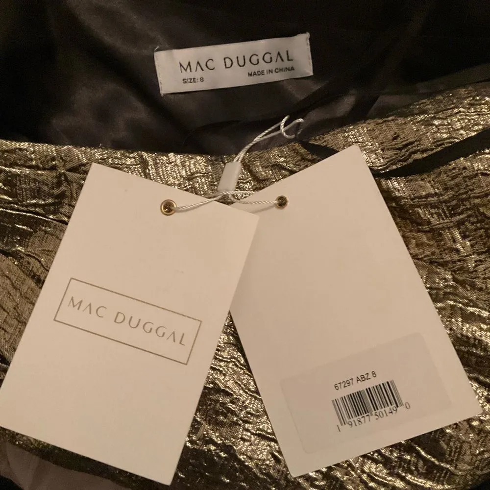 MAC DUGGAL 67297 Womens Gold One Shoulder Metallic Ballgown Dress - Image 16