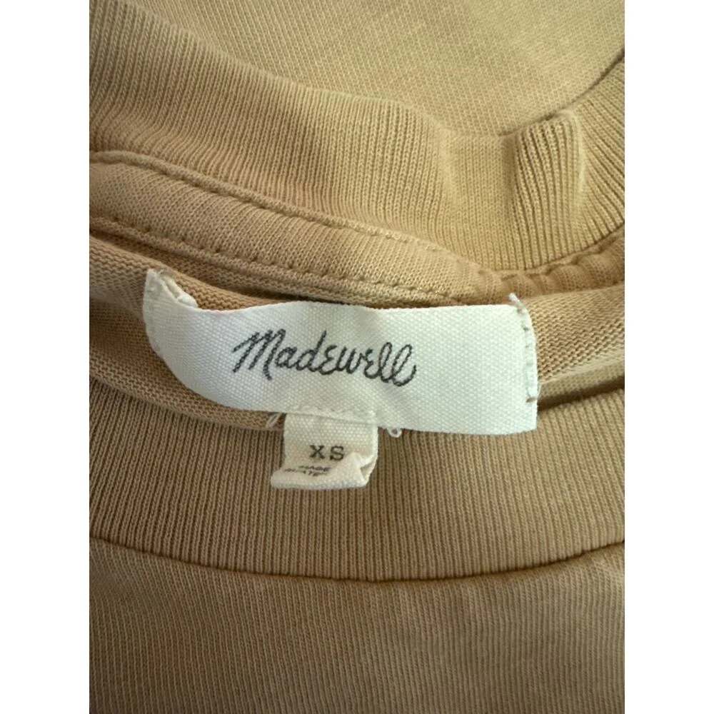 Madewell Tan Khaki Short Sleeve Crew Neck Casual Basic T Shirt Tee Top Size XS - Image 3