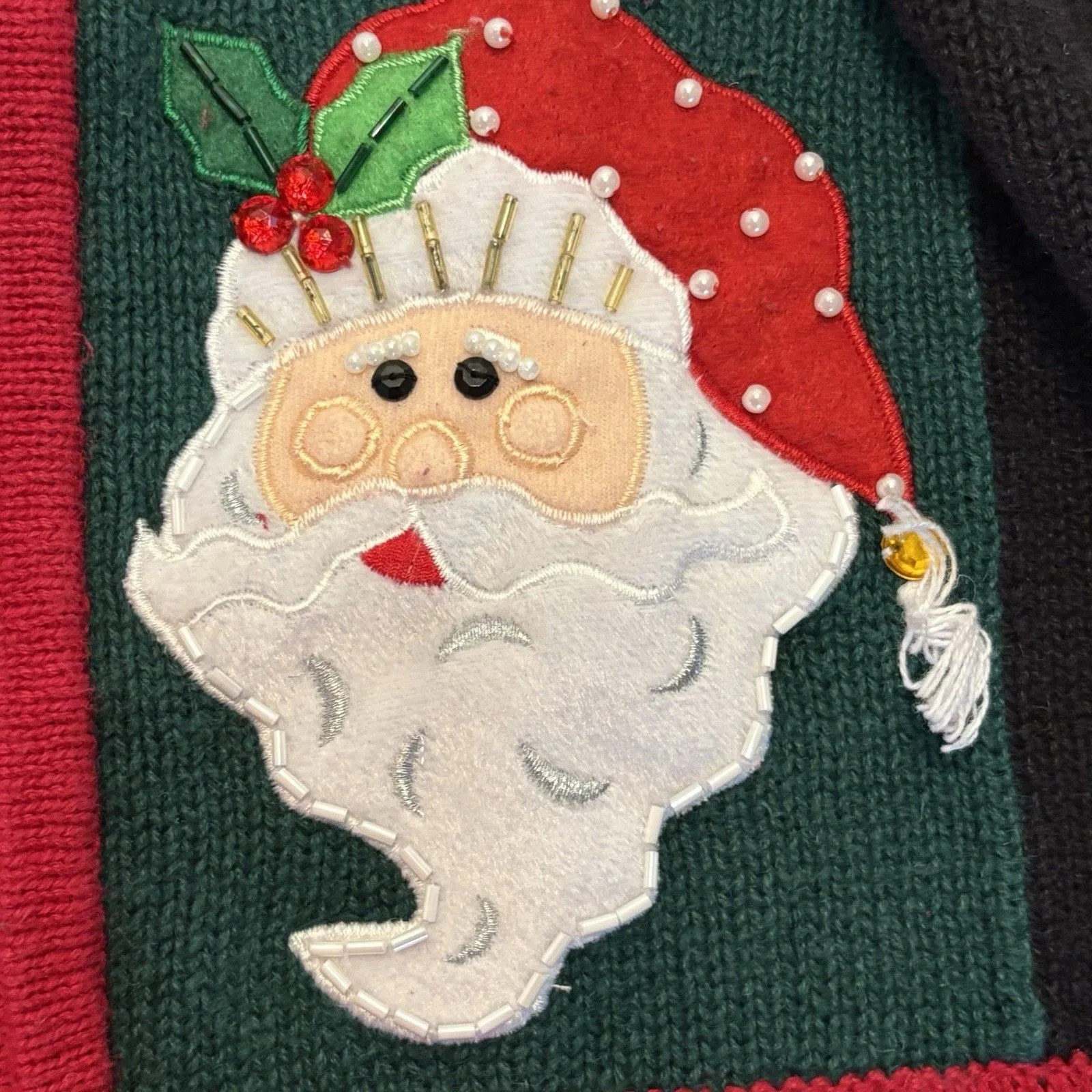 Tiara International Women's Santa Full Zip Cardigan Sweater Medium Red - Image 7