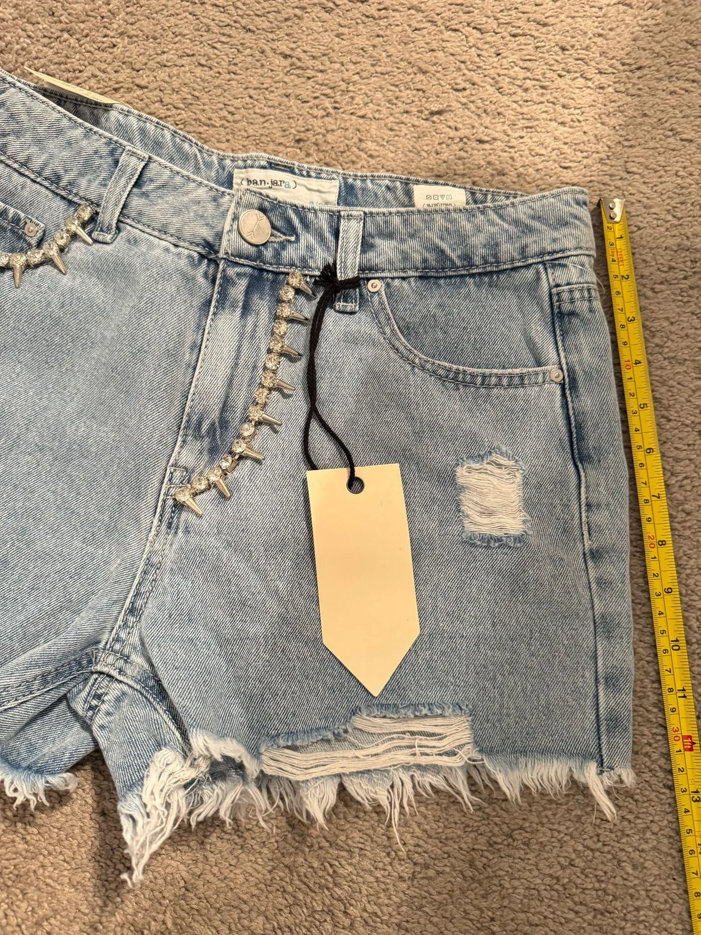 Banjara Rhinestone High Rise Jean Shorts Size 5/26 - Image 9