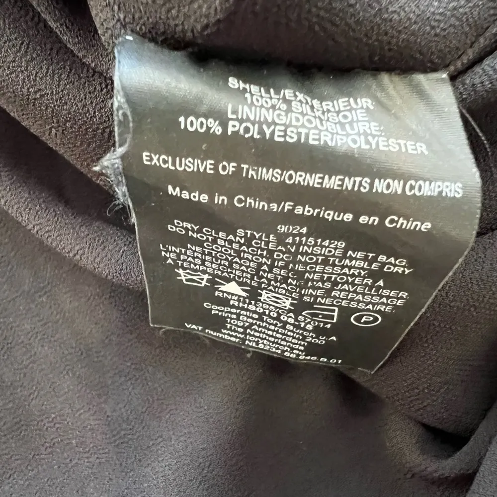 Tory Burch dress Windowpane Silk Georgette Sheer Tie Waist Long Sleeve tiered 10 - Image 4