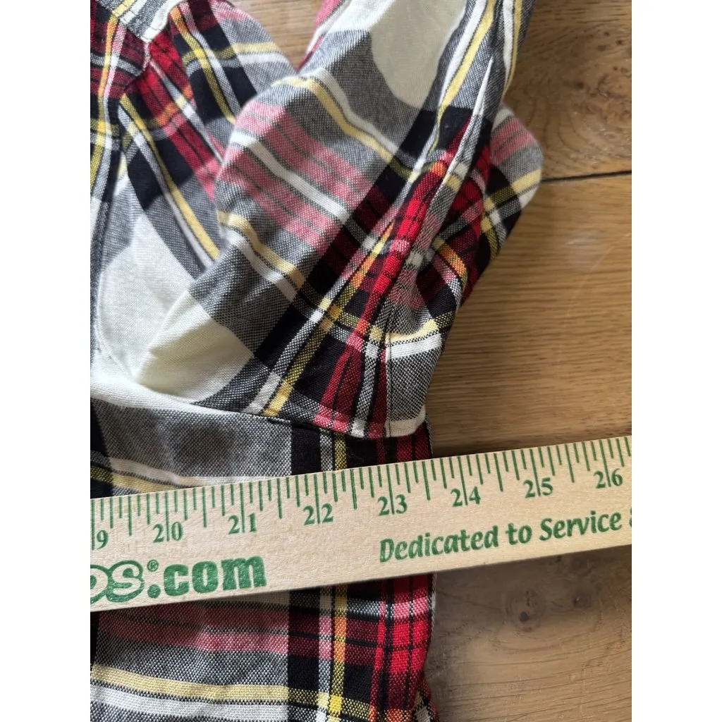 John Mark Women Size XL Plaid Button Up Blouse Top Fringed Long Sleeve Cabincore - Image 5