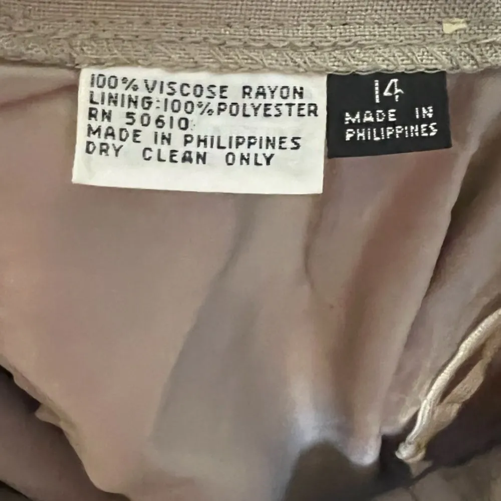 Vintage Le Suit Skirt Set‎ Tan Size 14 - Image 10