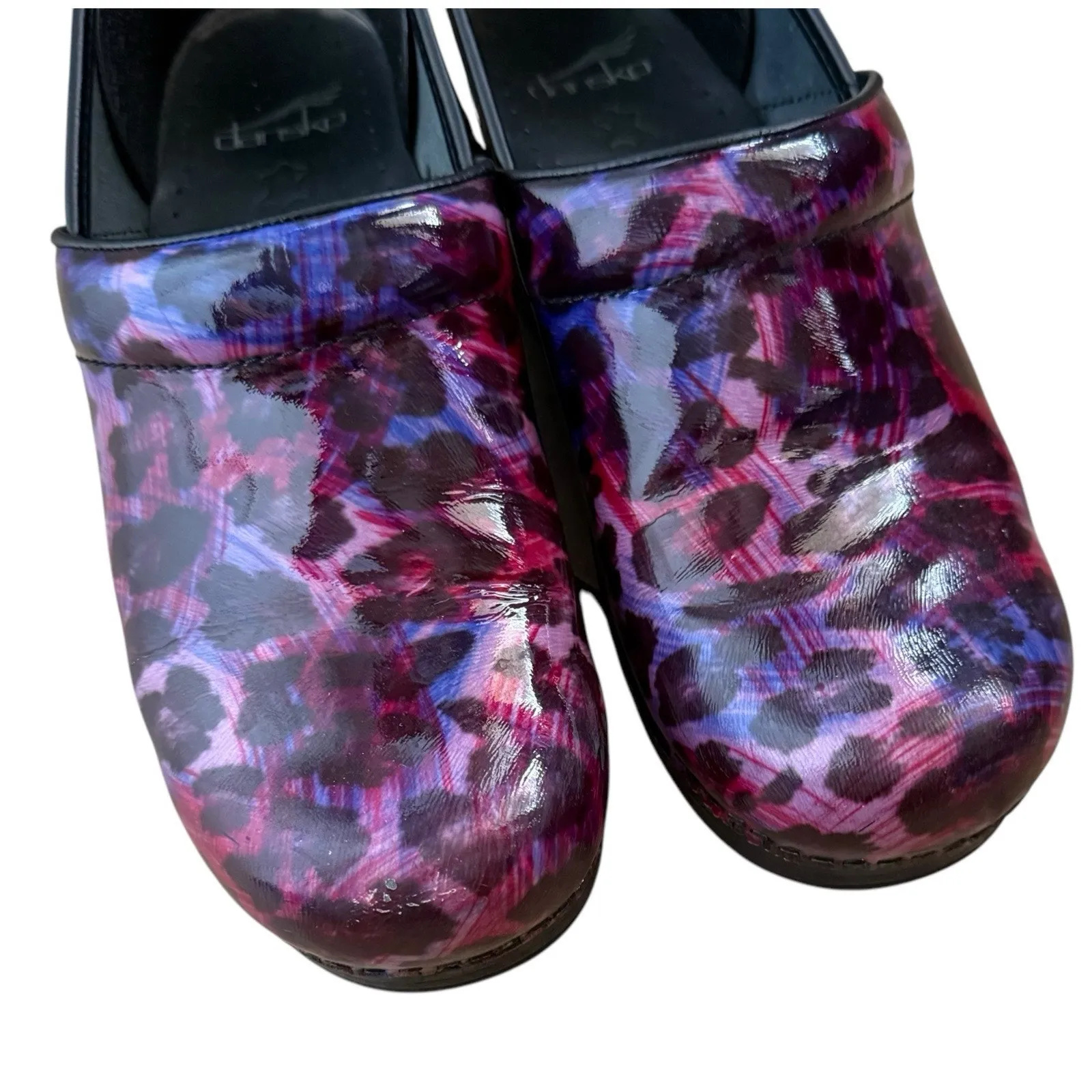 Dansko Womens Clogs Shoes Size 39 Purple Leopard Print‎ Professional Nursing - Image 4