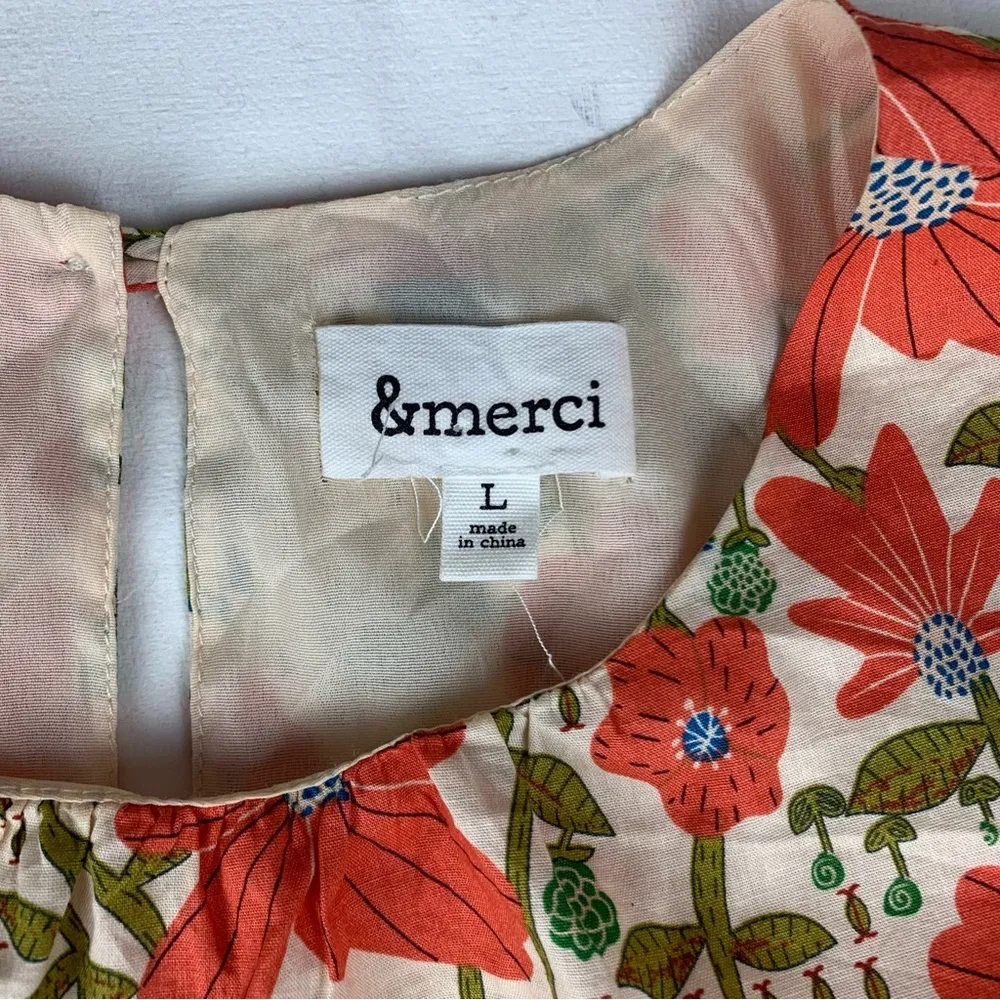 &merci women's large Floral Dress open back Red white cream bridal garden sun - Image 3