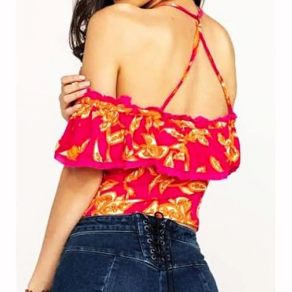 Cha Cha Off-The-Shoulder Top Raspberry Sorbet Fuchsia Hot Pink XS - Image 4