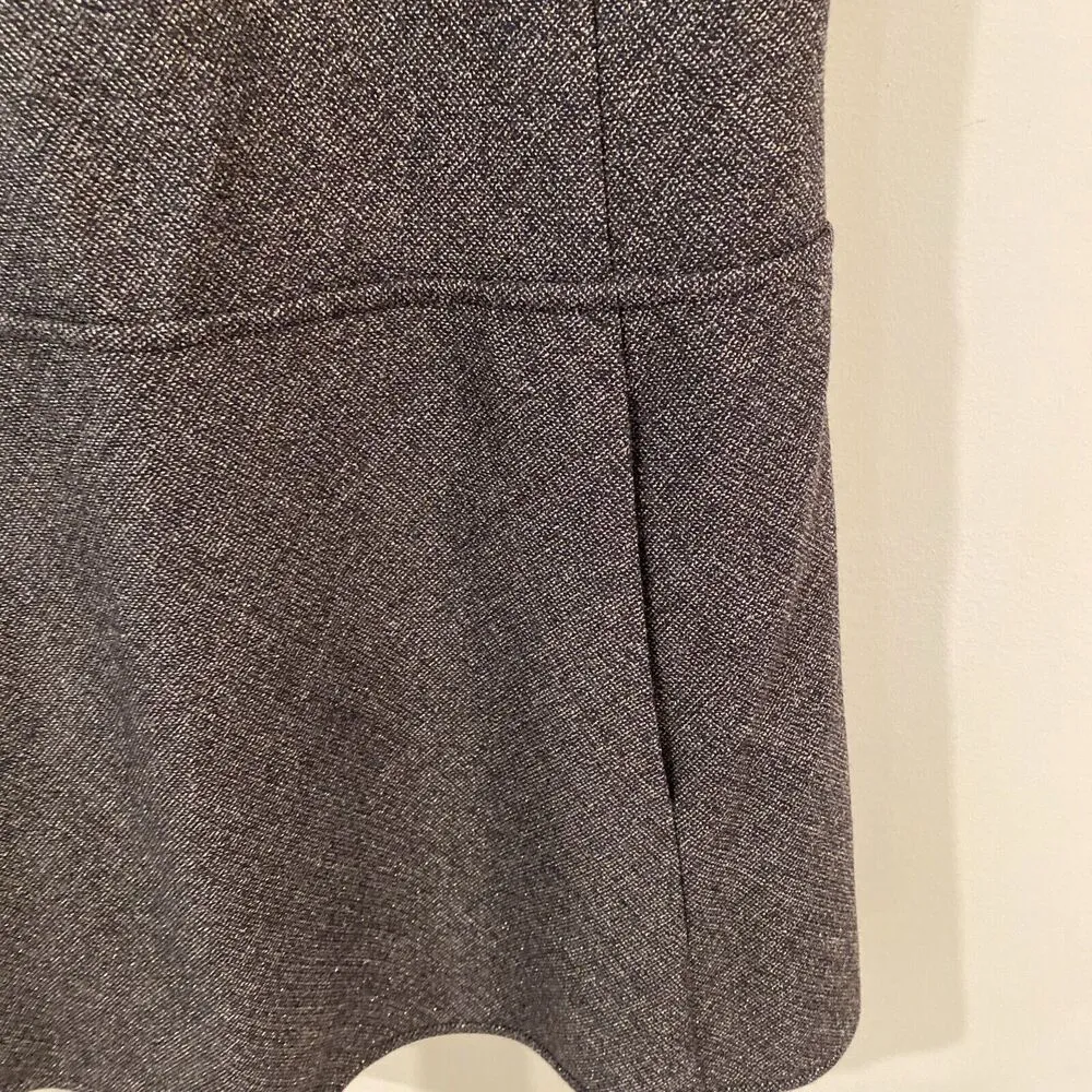 Theory Olpia Harlequin Gray Metallic Tweed Drop Waist Shift Dress Size 4 Wool - Image 2