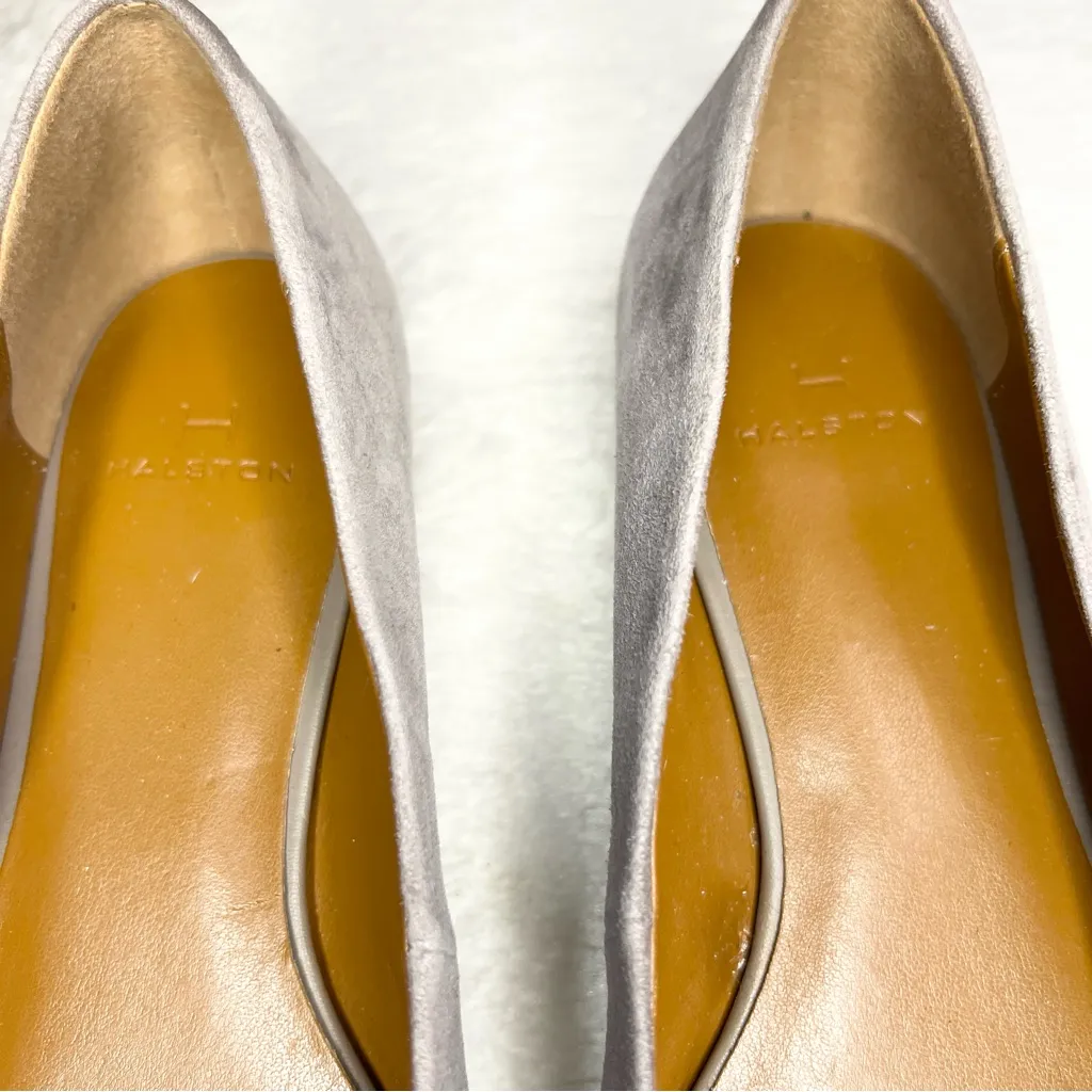 Halston Taupe Gray Suede Leather Linda Flats Size 7 Low Heel Ballet Shoes Office - Image 5