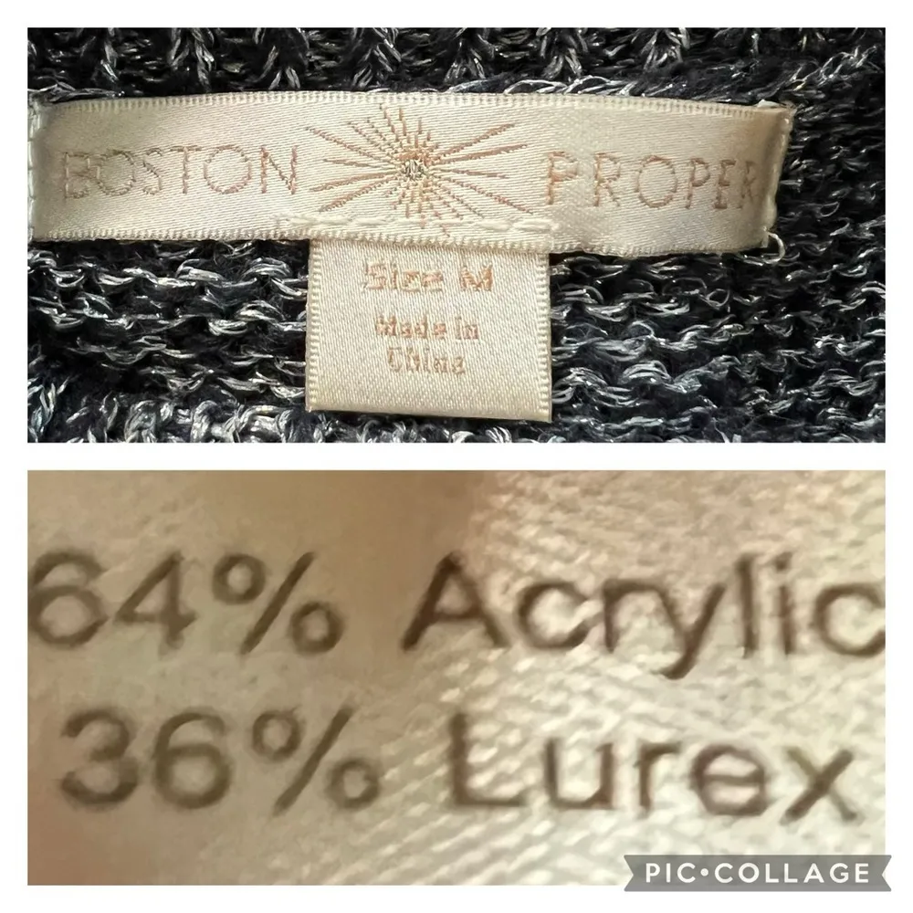 Boston Proper Faux Fur Cuff Sweater M Shimmer Black Cold Shoulder Glam Chic - Image 16