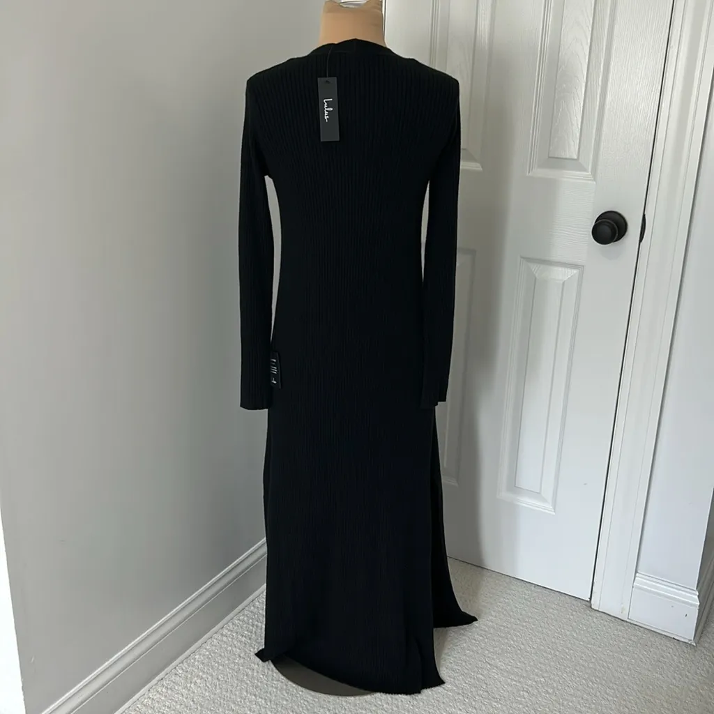 Lulus Layer Lover Black Ribbed Knit Longline Open Cardigan - Image 5