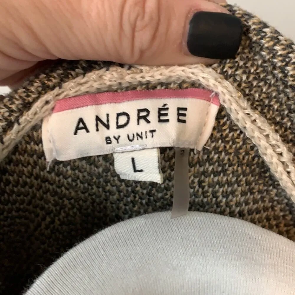 Leopard Cheetah Animal Tan Hood Sweater Sz L - Image 5