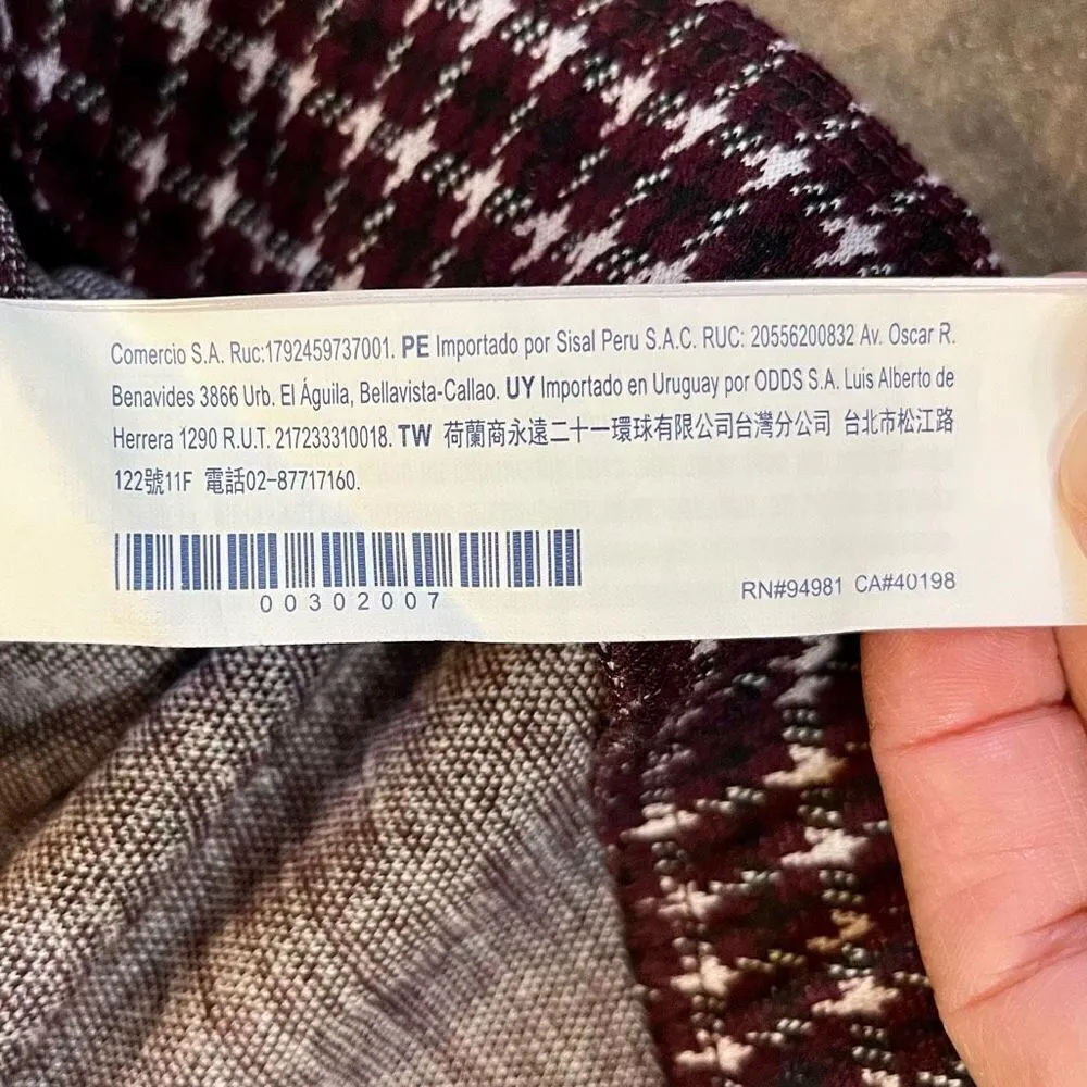 Forever 21 Maroon Crimson Burgundy Cream Plaid A-line Mini Skirt Large - Image 7