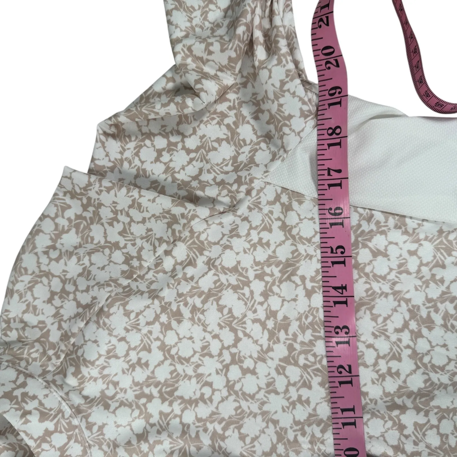 Adidas Womens Golf Polo Shirt Long Sleeve Wonder Tan White Floral Size M SPF 50 - Image 4