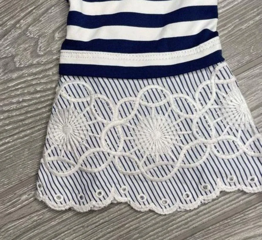 J McLaughlin eyelet bell sleeve striped long sleeve shirt blue and white small s - Image 4