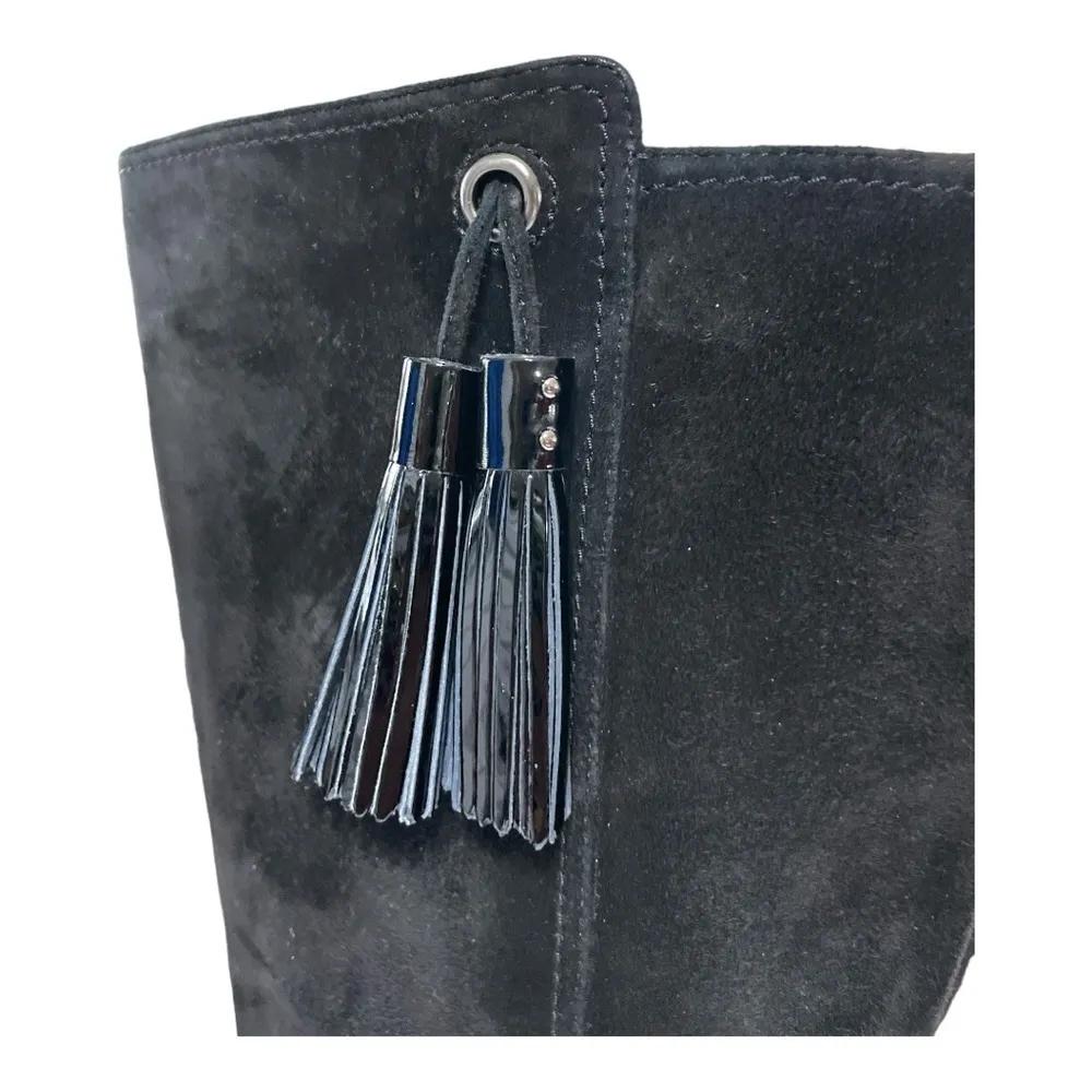 Cole Haan Nancy Nike Air Tall Black Suede Riding Boots with Tassel, size 8.5 - Image 4