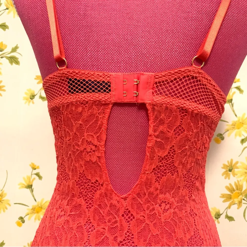 Rachel Roy lace teddy bodysuit in orange/coral size L - Image 14