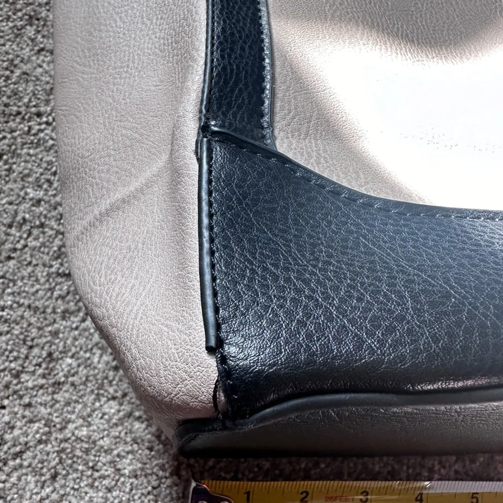 ADRIENNE VITTADINI Grace Belted Turnlock Tote Bag Purse tan leather;13”x 12”x 6” - Image 12