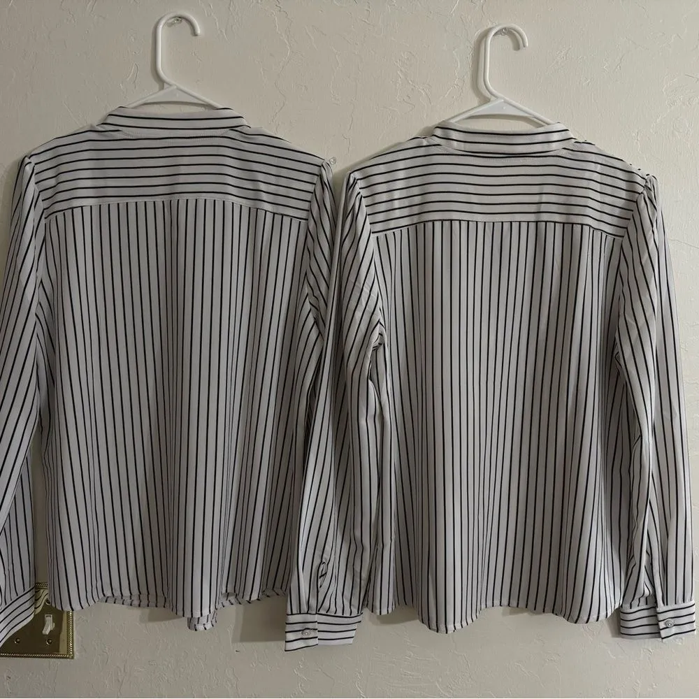 2*‎ new Vneck Henley portofino shirt Ivory blue vertical stripes M bundle White Size M - Image 2