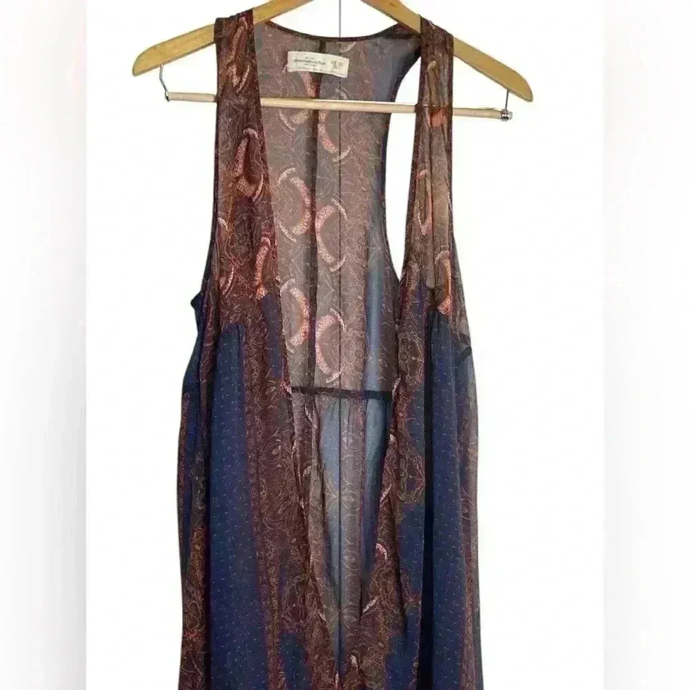 Abercrombie & Fitch Sleeveless Sheer Duster Overlay Boho Chic Fairy Grunge OS - Image 2
