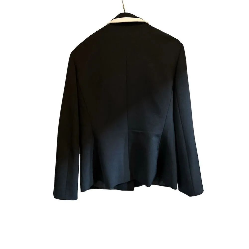 T Tahari Women's Black Blazer Shawl‎ Collar Contrast Trim Long Sleeve size 10 - Image 5