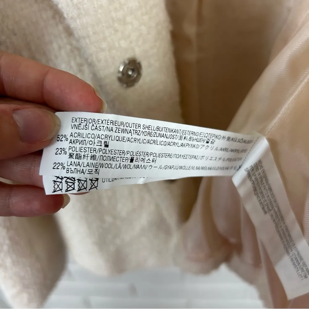 Zara Basic Tweed Knit Cream White Blazer Jacket Size S - Image 8