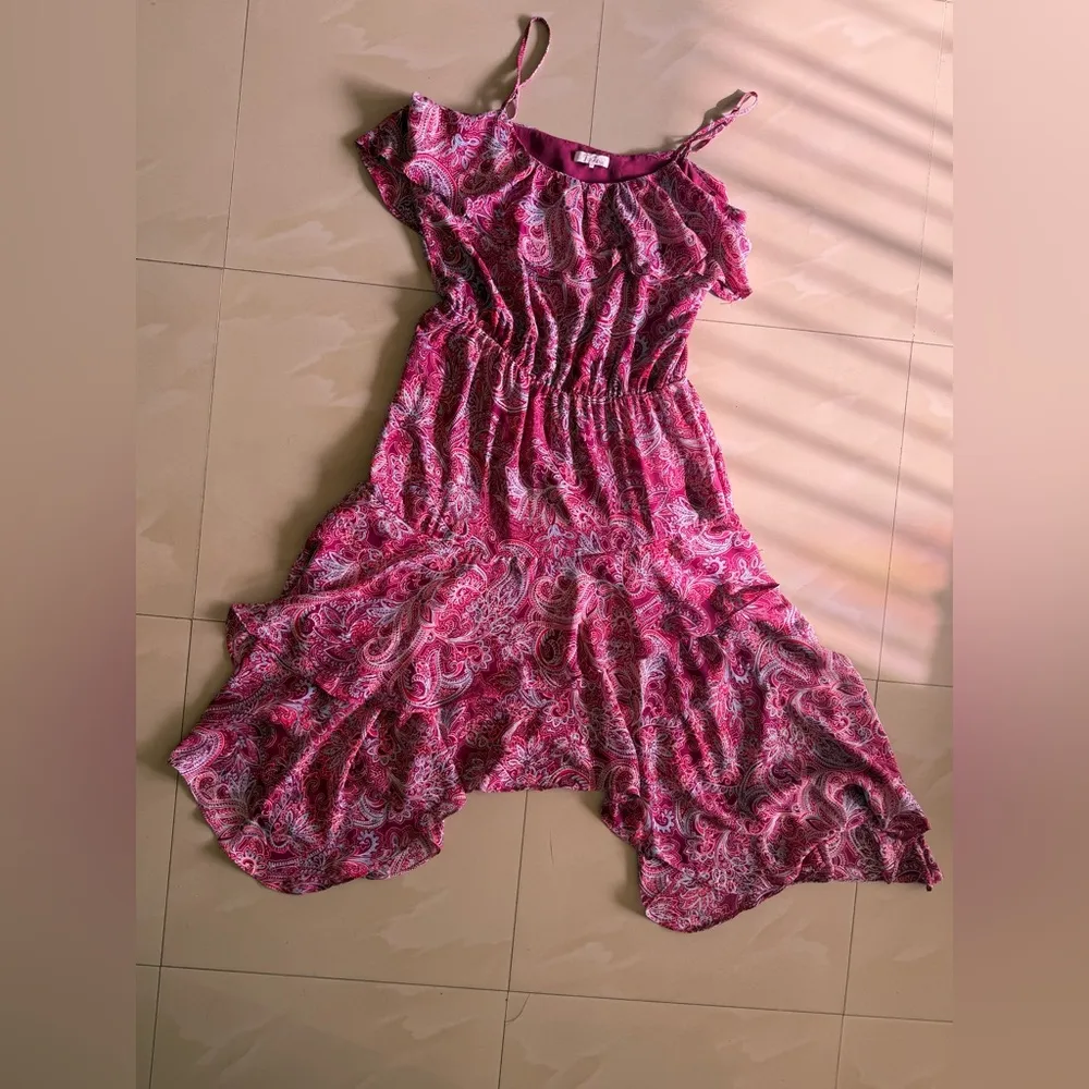 Parker Womens Strawberry Oswego Pink Handkerchief Hem Dress Size Large $440 - Image 14